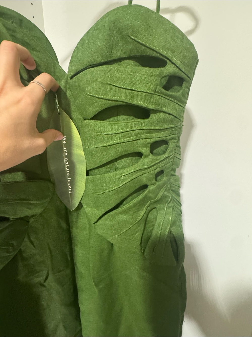 FARM Rio Olive Green Strapless Sculpted Dress NWT - Picture 6 of 7